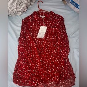 BeachLunchLounge Red shirt with white Flowers